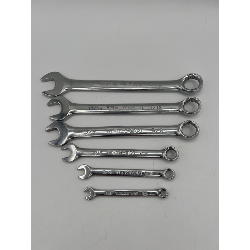 🔧 Tekton 6‑Piece SAE 12‑Point Combination Wrench Set – Standard Size Hand Tools